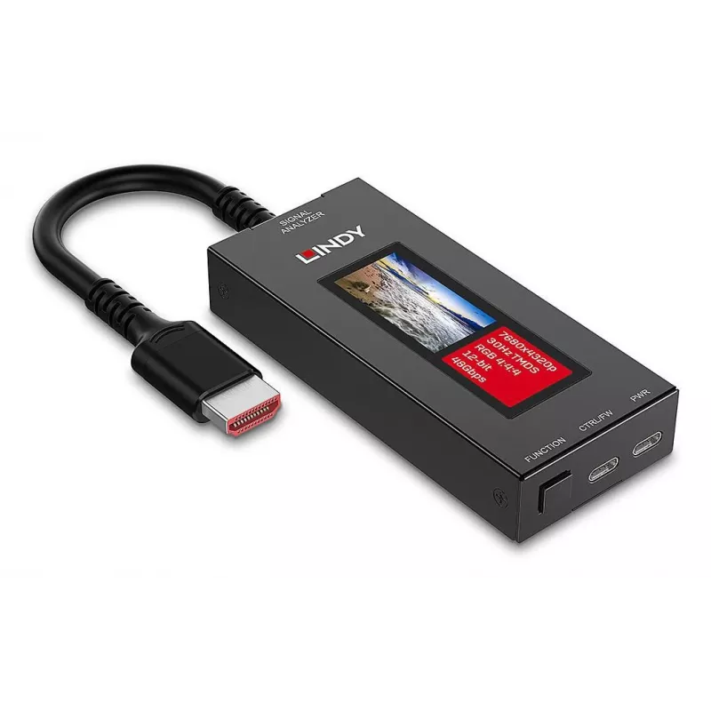 LINDY HDMI 8K60 signālu analizators ar OLED displeju HDMI 2.1 8K video