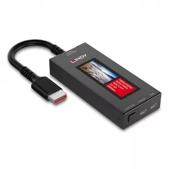 LINDY HDMI 8K60 signālu analizators ar OLED displeju HDMI 2.1 8K video