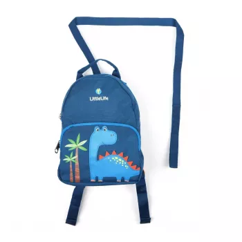 LittleLife mazuļa mugursoma ar dinozaura seju – 2 litri, regulējamas polsterētas siksnas, drošības pavada (L17190)