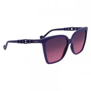 LIU JO Sieviešu kaķacs formas saulesbrilles LJ773S-500 - Melns acetāta rāmis ar pelēkām gradienta lēcām - 57 mm