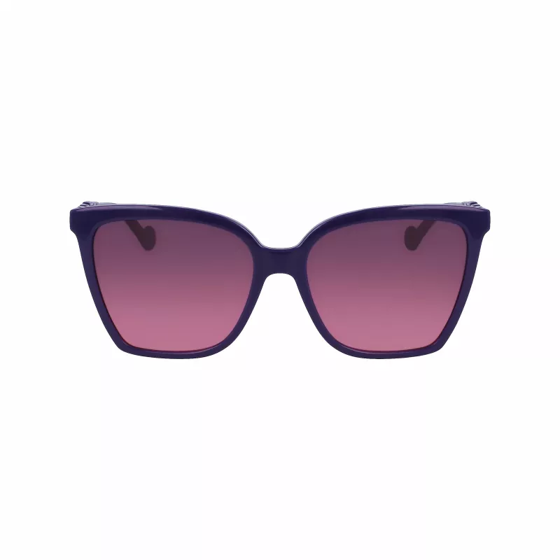 LIU JO Sieviešu kaķacs formas saulesbrilles LJ773S-500 - Melns acetāta rāmis ar pelēkām gradienta lēcām - 57 mm