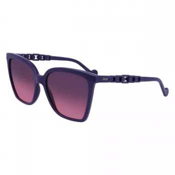 LIU JO Sieviešu kaķacs formas saulesbrilles LJ773S-500 - Melns acetāta rāmis ar pelēkām gradienta lēcām - 57 mm