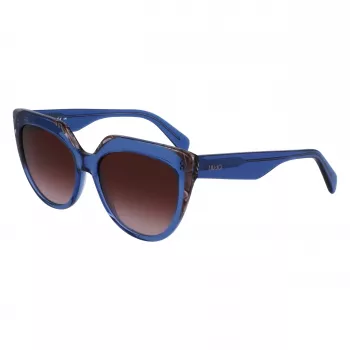 LIU JO Sieviešu saulesbrilles LJ783S-416 Zils kaķacs rāmis Pelēks gradienta lēcas 55mm