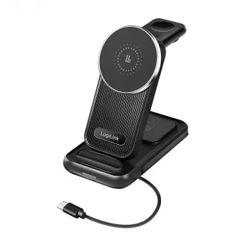 Logilink 4-in-1 bezvadu galda lādētājs, 15W Qi uzlādes stacija (PA0292)