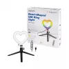 LOGILINK AA0155 LED gredzena aizpildījuma gaisma ar sirds formu un statīvu, 20,5 cm, 10 spilgtuma līmeņi, 3000K-6000K, USB-A
