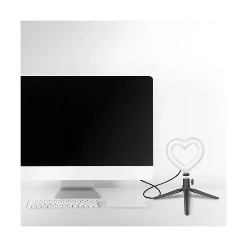 LOGILINK AA0155 LED gredzena aizpildījuma gaisma ar sirds formu un statīvu, 20,5 cm, 10 spilgtuma līmeņi, 3000K-6000K, USB-A