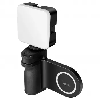 Logilink AA0173 Magnētiskais telefona satvērējs ar LED aizpildījuma gaismu, melns, uzlādējams, MagSafe saderīgs, 3 gaismas režīmi