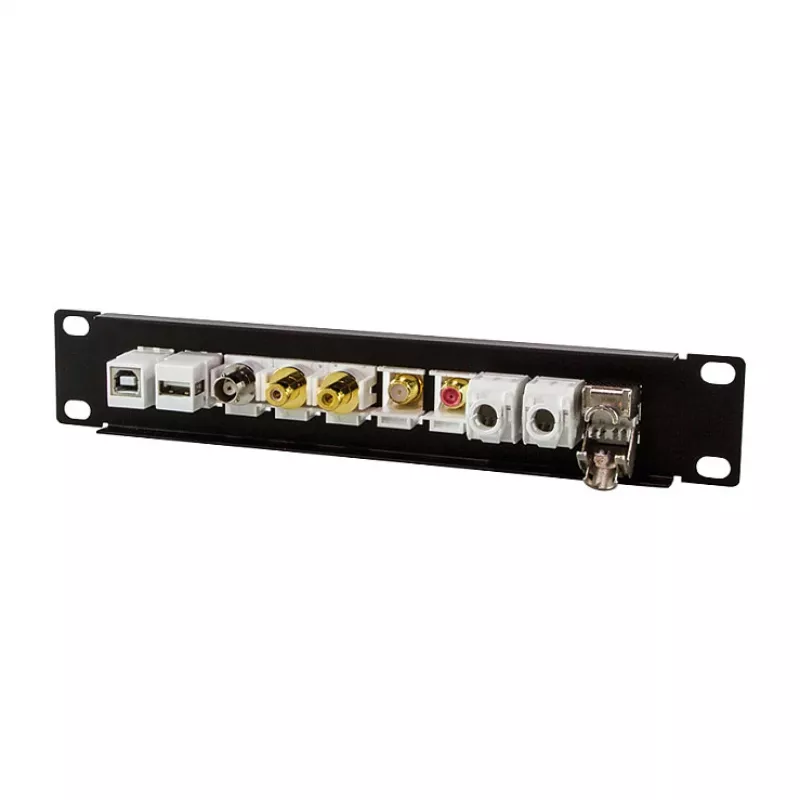 LogiLink ACT108 10-portu Keystone sadales panelis, 10 collu statīvs, 1U, melns