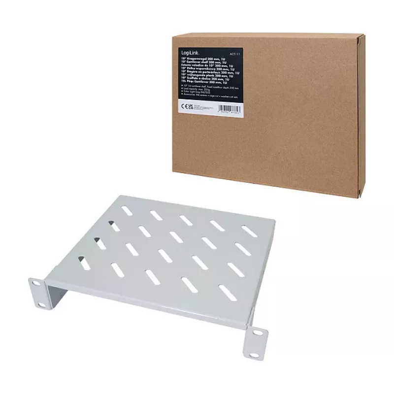 Logilink ACT111 Konsoles Plaukts 200 mm 1U Pelēks Rack Plaukts