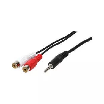 LogiLink audio kabelis, 3.5 mm 3-pin vīrišķais uz 2x RCA sievišķo, melns, 0.2 m
