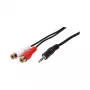 LogiLink audio kabelis, 3.5 mm 3-pin vīrišķais uz 2x RCA sievišķo, melns, 0.2 m