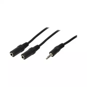 LogiLink audio sadalītāja kabelis, 3,5 mm stereo vīrišķais uz 2x 3,5 mm stereo sievišķo, melns, 0,2 m