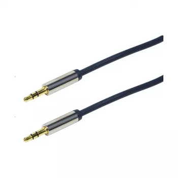 LogiLink CA10050 3.5mm TRS vīrietis uz 3.5mm TRS vīrietis stereo audio kabelis, metāla savienotāji, zils, 0.5m