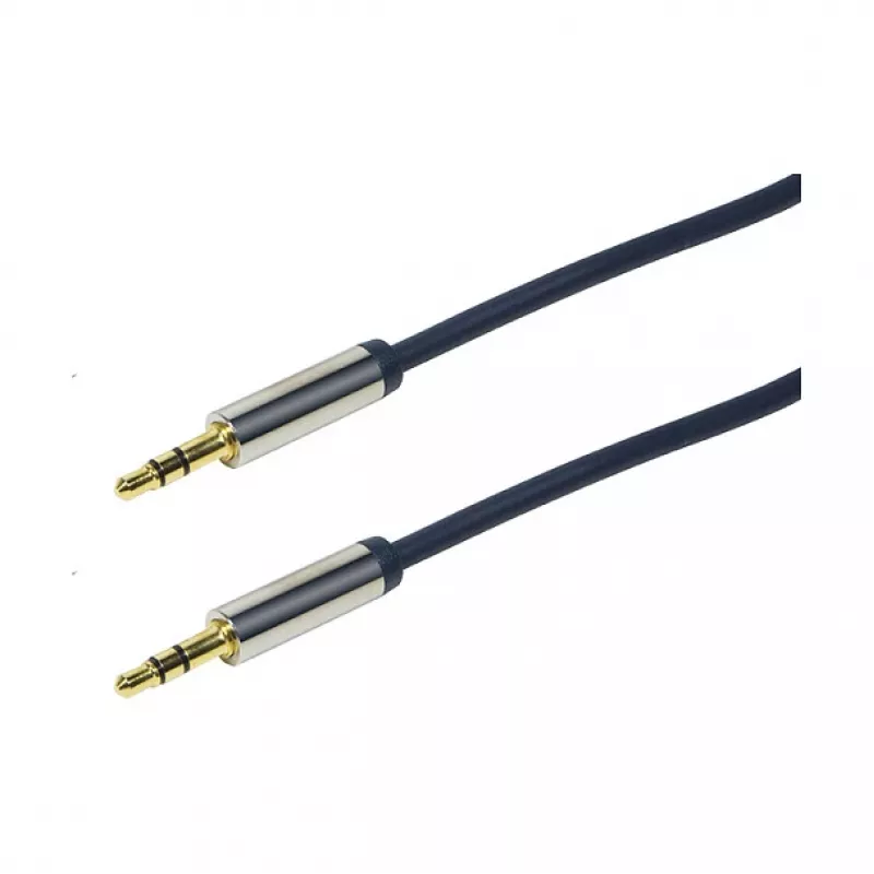 LogiLink CA10050 3.5mm TRS vīrietis uz 3.5mm TRS vīrietis stereo audio kabelis, metāla savienotāji, zils, 0.5m