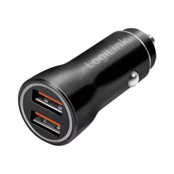 LogiLink PA0285 2 portu USB auto lādētājs 10.5W, LED apgaismots, melns