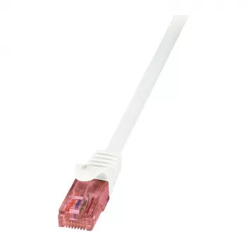 LOGILINK Cat.6 U/UTP komutācijas kabelis, 0.25m, balts, neapstrādāts varš, Gigabit Ethernet, RJ45, bez aizķeršanās, PVC apvalks