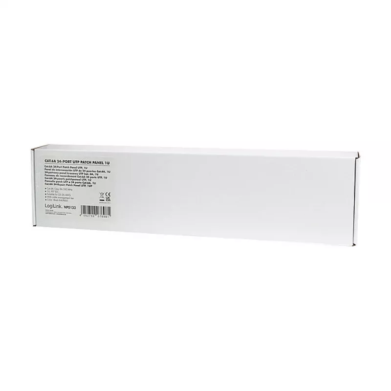 LogiLink Cat.6A komutācijas panelis 24 portu UTP, 1U, 90° IDC
