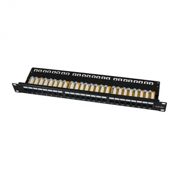 LogiLink Cat.6A komutācijas panelis 24 portu UTP, 1U, 90° IDC