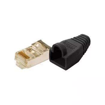LogiLink Cat5e RJ45 modulārais spraudnis, ekranēts (8P8C), melns – 100 gab. iepakojumā