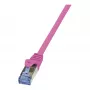 LogiLink CQ3019S CAT 6A S/FTP komutācijas kabelis, RJ45, 0.25 m, rozā, LSZH, bez aizķeršanās