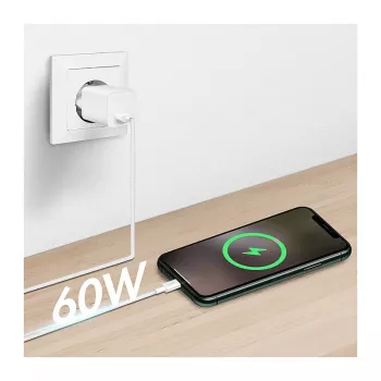 LogiLink CU0320 USB 2.0 Type-C kabelis, USB-A uz USB-C, 480 Mbps, 60W, neilona pīts, balts, 0,5 m
