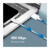 LogiLink CU0329 USB 2.0 Type-C kabelis, A/M līdz C/M, 480 Mbps, 60W, neilons, zils, 0,5 m