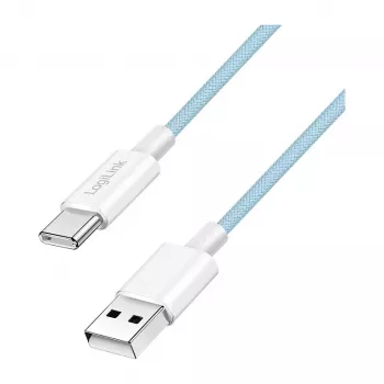 LogiLink CU0329 USB 2.0 Type-C kabelis, A/M līdz C/M, 480 Mbps, 60W, neilons, zils, 0,5 m