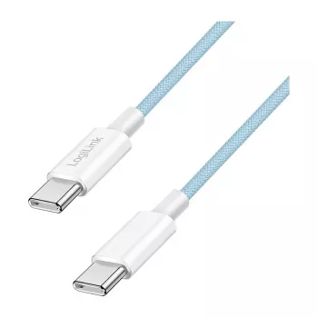 LogiLink CU0349 USB 2.0 Type-C to Type-C kabelis, 0,5 m, 480 Mbps, 60W Power Delivery, neilona pīts, zils