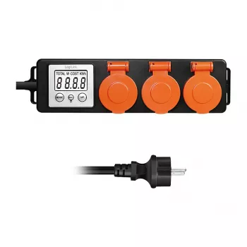 LogiLink Enerģijas izmaksu skaitītājs ar 3 āra rozetēm, IP44, Schuko, 3680 W
