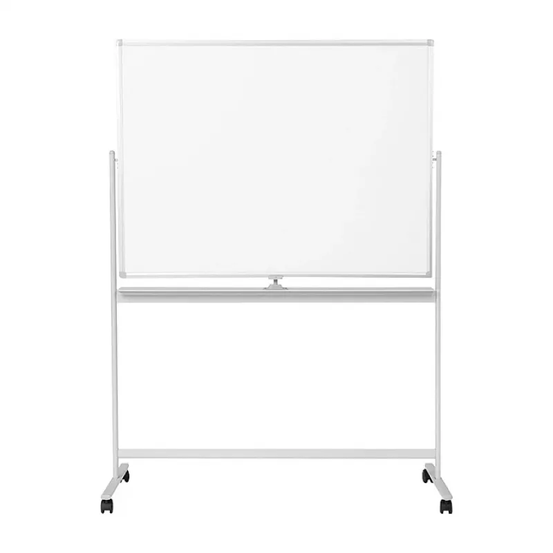 LogiLink EO0064 Mobile Double-Sided Dry Erase Whiteboard, Magnetic Steel, Aluminum Frame, 120x80 cm, White/Silver
