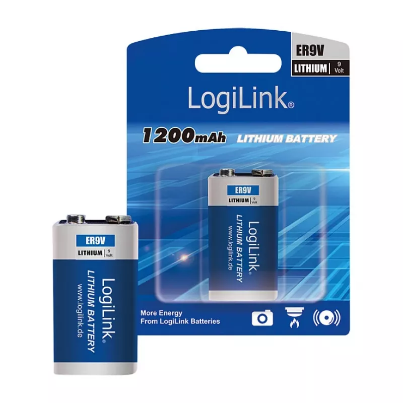 LOGILINK ER9VLIB 9V litija baterija (1 iepakojums, blisteris) – 1200 mAh, neuzlādējama, PP3