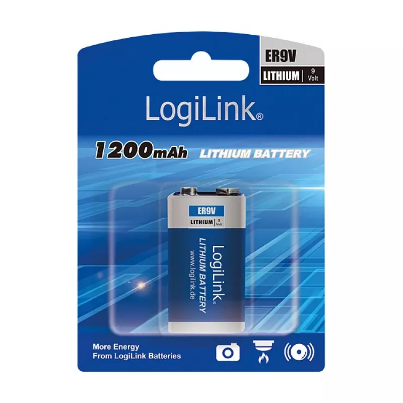 LOGILINK ER9VLIB 9V litija baterija (1 iepakojums, blisteris) – 1200 mAh, neuzlādējama, PP3