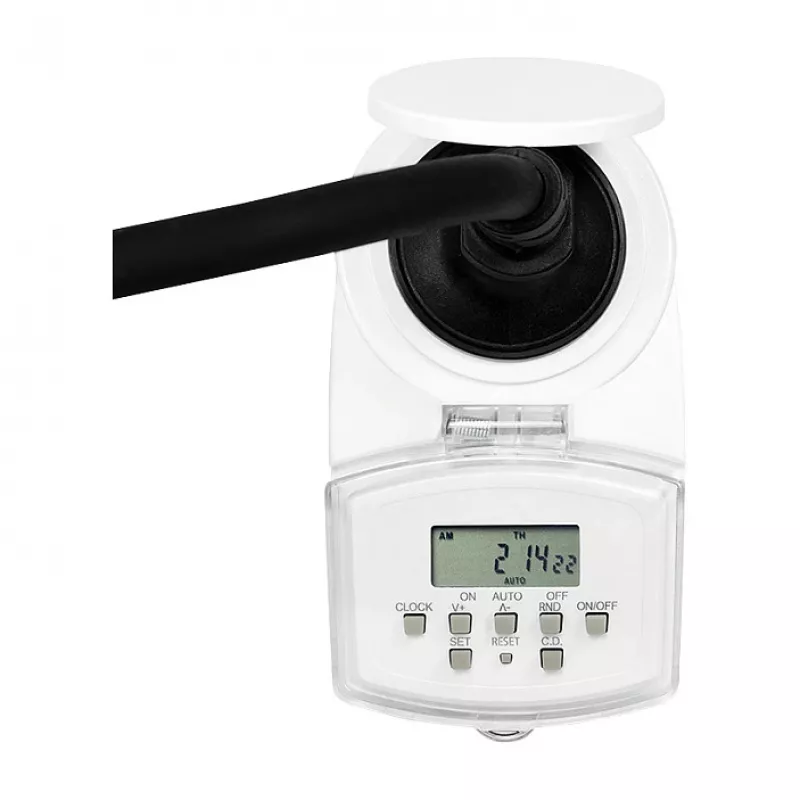 LOGILINK ET0008 Outdoor Digital Time Switch - IP44, 10 ON/OFF Programs, 16A/3680W, Schuko (Type F), Black/Grey