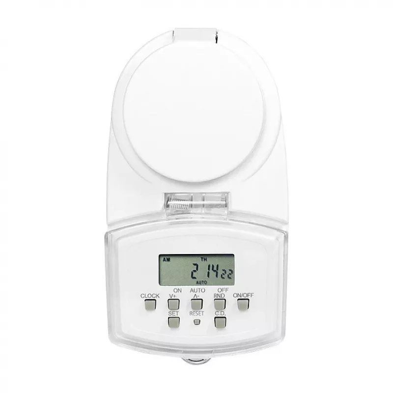 LOGILINK ET0008 Outdoor Digital Time Switch - IP44, 10 ON/OFF Programs, 16A/3680W, Schuko (Type F), Black/Grey