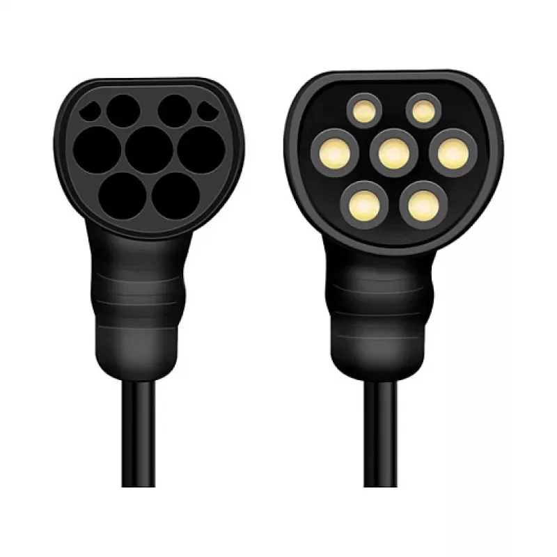 LogiLink EVC0128 Type 2 spirālveida EV uzlādes kabelis, 11kW, 3 fāzes, 20A, 5m, melns ar uzglabāšanas maisiņu