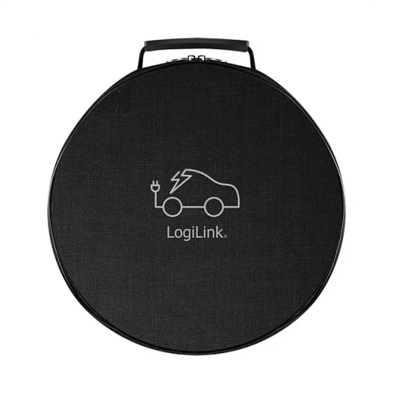 LogiLink EVC0128 Type 2 spirālveida EV uzlādes kabelis, 11kW, 3 fāzes, 20A, 5m, melns ar uzglabāšanas maisiņu