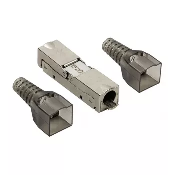 LogiLink lauka savienojams RJ45 savienotājs Cat.6A STP 10G, bez instrumentu IDC, cinka spiedliešana, AWG 22-26, sudraba