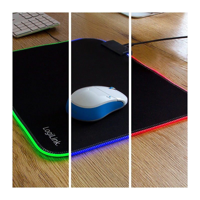 LOGILINK ID0183 spēļu peles paliktnis ar RGB LED, 350x260mm, 3mm mīksts, melns