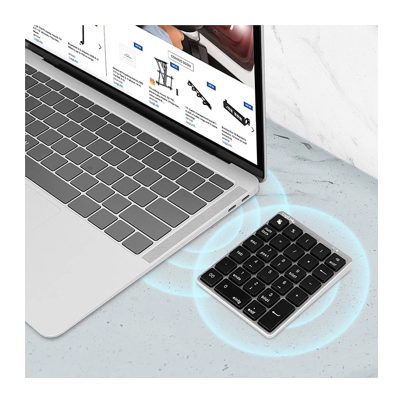 LogiLink ID0212 bezvadu ciparu tastatūra, 28 taustiņi, Bluetooth 5.0, Space Grey