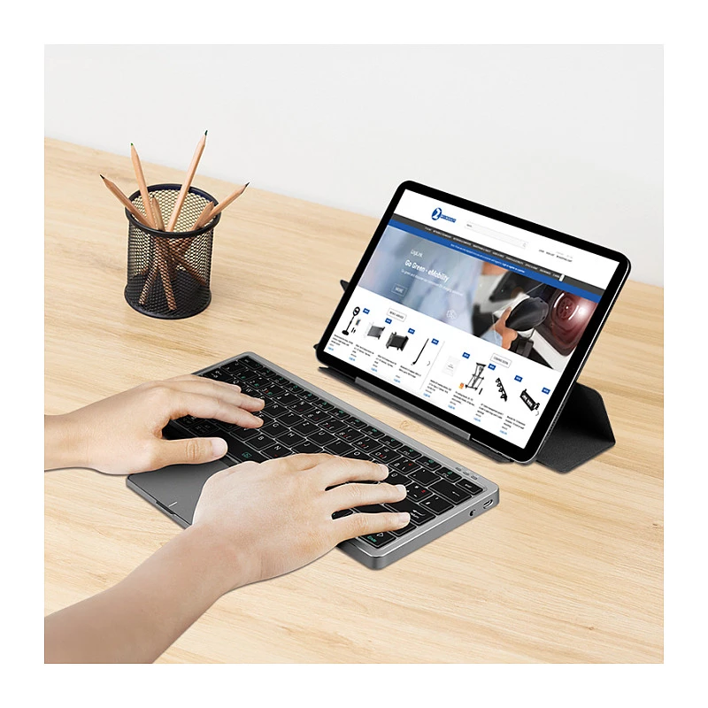 LOGILINK ID0214 Bezvadu tastatūra ar skārienpaliktni, Bluetooth 5.1, 3 kanāli, pelēka