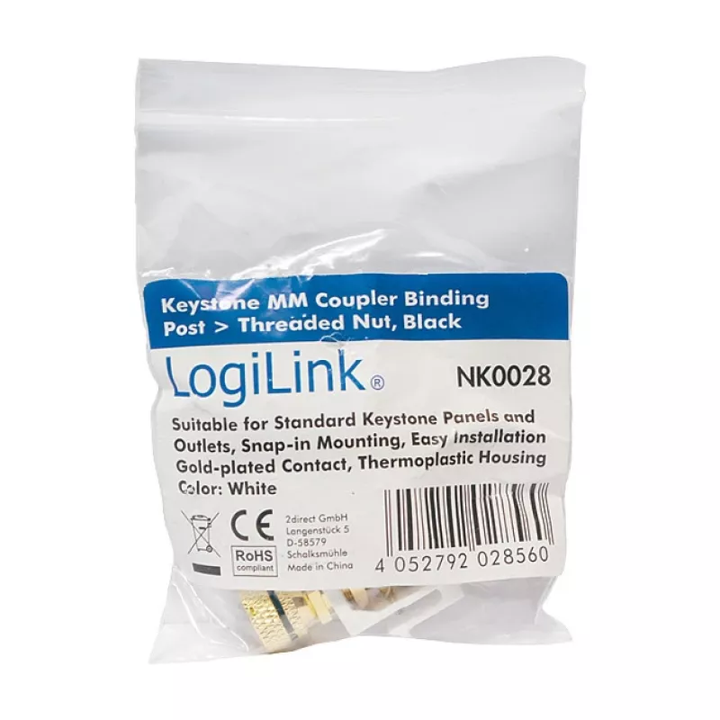LogiLink Keystone pieslēgspaiļu modulis ar vītņuzgriezni, melns
