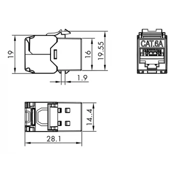 LogiLink Keystone Jack Cat.6A STP ar putekļu vāciņu, 14.4mm, 22-26 AWG, 24 gabali