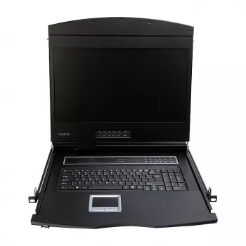 LOGILINK LC902GE KVM konsole ar 19 collu LCD ekrānu, VGA, vācu tastatūras izkārtojums