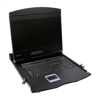 LOGILINK LC902GE KVM konsole ar 19 collu LCD ekrānu, VGA, vācu tastatūras izkārtojums
