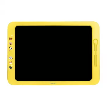 LogiLink LCD rakstīšanas planšete 19 cm, dzeltena – Atkārtoti lietojama daudzkrāsu zīmēšanas tāfele ar dzēšanu un bloķēšanu