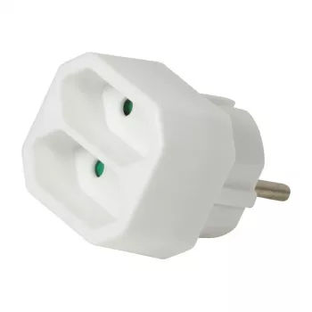 LogiLink LPS218 Euro kontaktligzdas adapteris ar 2 ligzdām, balts
