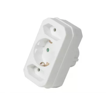 LogiLink LPS221 Schuko uz 2x Euro + 1x Drošības kontaktligzdu adapteris, balts, 16 A, 250 V, 3680 W, bērnu aizsardzība