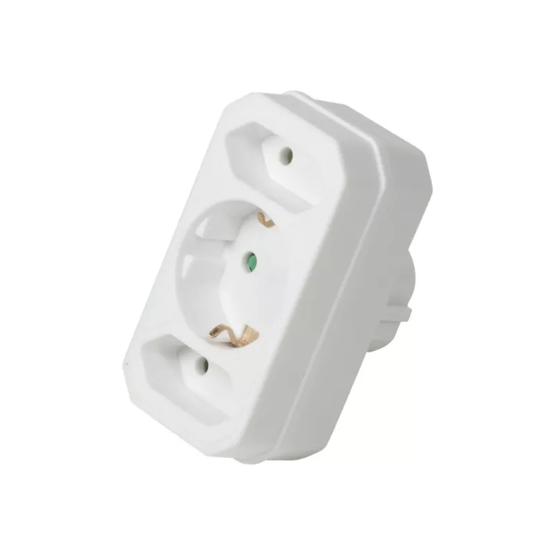 LogiLink LPS221 Schuko uz 2x Euro + 1x Drošības kontaktligzdu adapteris, balts, 16 A, 250 V, 3680 W, bērnu aizsardzība