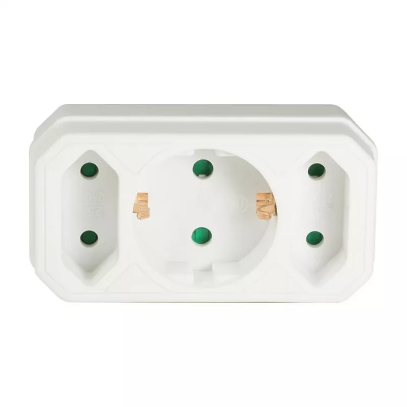 LogiLink LPS221 Schuko uz 2x Euro + 1x Drošības kontaktligzdu adapteris, balts, 16 A, 250 V, 3680 W, bērnu aizsardzība