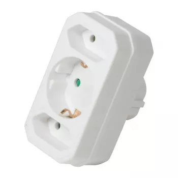 LogiLink LPS221 Schuko uz 2x Euro + 1x Drošības kontaktligzdu adapteris, balts, 16 A, 250 V, 3680 W, bērnu aizsardzība